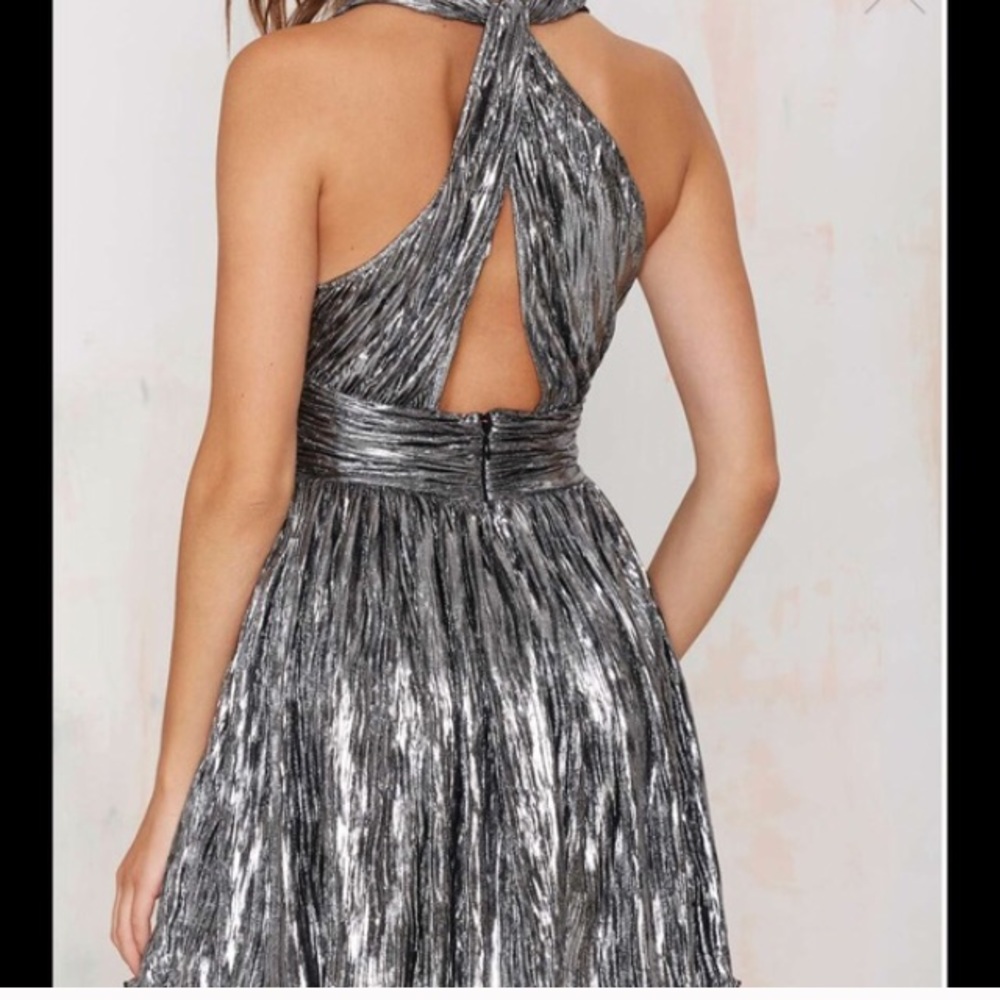 Nasty Gal silver metallic dress